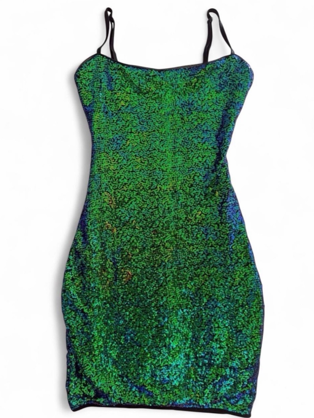 Stunning Green Sequin Mini Dress with Spaghetti Straps